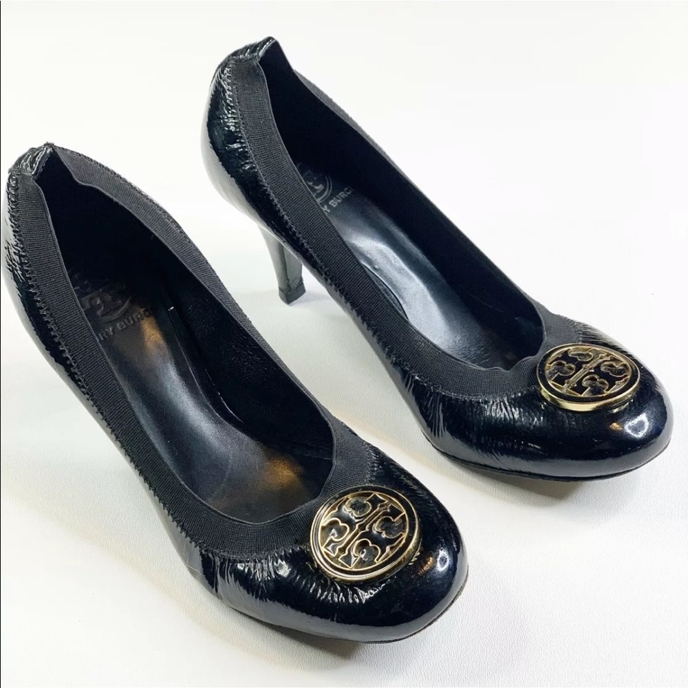 Tory Burch Caroline Heel Pump Black Leather